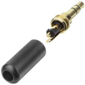 Разъем J3.5 metall/gold стерео на кабель без обтиратора черный