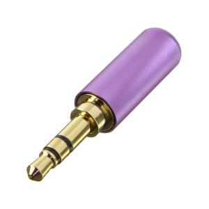Разъем J3.5 metall/gold стерео на кабель без обтиратора, сиреневый