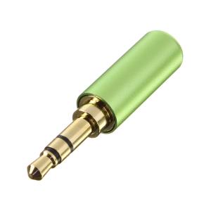 Разъем J3.5 metall/gold стерео на кабель без обтиратора, зеленый