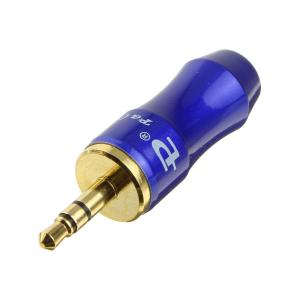 Разъем J3.5 stereo metall/gold/blue на кабель 6мм