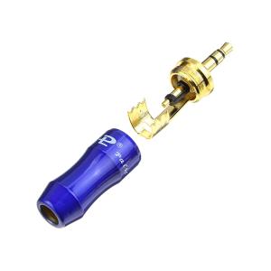 Разъем J3.5 stereo metall/gold/blue на кабель 6мм