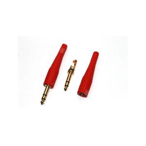 Разъем J6.3 stereo gold резиновый красный на кабель Premier 