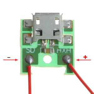 Разъем microUSB B(G) 5PIN на плате с проводами