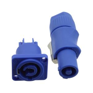 Разъем Powercon, комплект гнездо, штекер с зажимом на кабель, синий