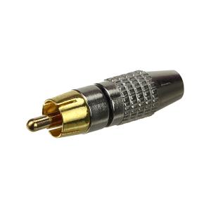 Разъем RCA Gold metal с винтом и обжимом 6мм на провод, черная полоска