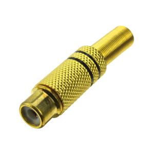 Разъем RCA(G), черная полоска, металл, gold
