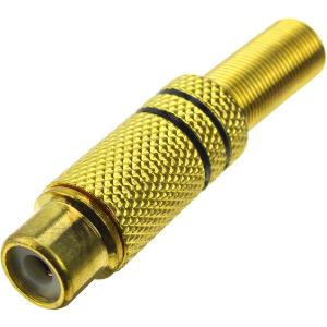 Разъем RCA(G), черная полоска, металл, gold