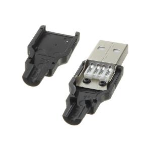 Разъем USB A штекер разборный 2 штуки на кабель в корпусе, вариант 2