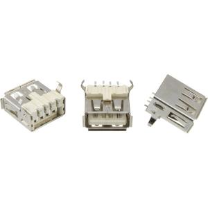 Разъем USB(G) типа А, версия 2.0, 4 вывода, белый, прямой угол 6*13*14