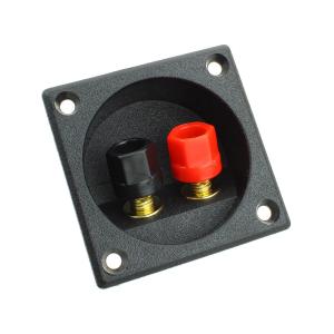 Разъем зажим акустики 57*57мм, на корпус 2 входа пластик/gold