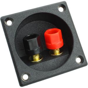 Разъем зажим акустики 57*57мм, на корпус 2 входа пластик/gold