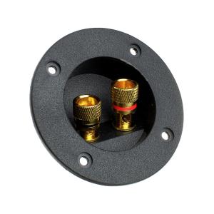 Разъем зажим акустики круг 75 на корпус 2 входа пластик/gold
