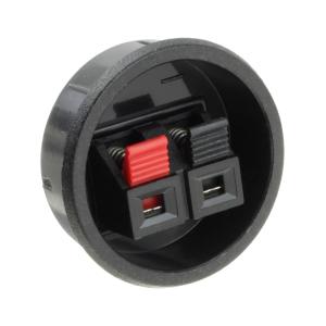 Разъем зажим акустики круг d32мм на корпус 2 входа пластик, зажим