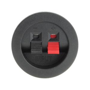 Разъем зажим акустики круг d42мм на корпус 2 входа пластик, зажим