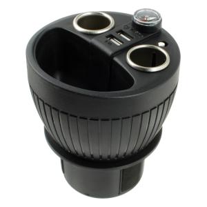 Разветвитель автоприкуривателя 2в1 + 2USB гнезда 5В 2,1/1А в подстаканник Olesson 1640