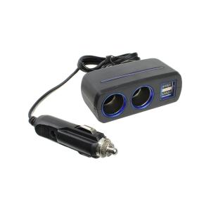 Разветвитель автоприкуривателя 2в1 2USB(G) 12/24V 120Wt 1638 Olesson
