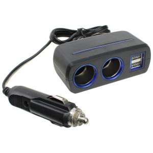 Разветвитель автоприкуривателя 2в1 2USB(G) 12/24V 120Wt 1638 Olesson