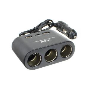 Разветвитель автоприкуривателя 3в1 3USB/TypeC(G) 12/24V 120Wt Olesson 1653