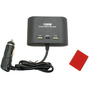 Разветвитель автоприкуривателя 3в1 3USB/TypeC(G) 12/24V 120Wt Olesson 1653