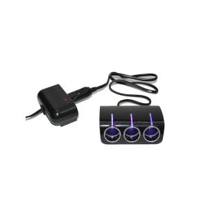 Разветвитель автоприкуривателя 3в1 шнур черный подсветка Olesson 1521