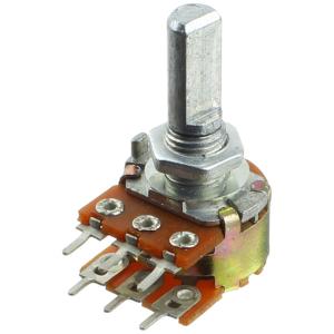 Резистор регулировочный 100кОм/100кОм, L 20мм, D 6мм 16K2-B100K L20F (с лыской)