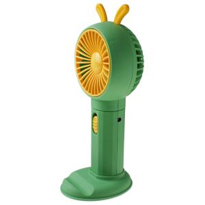 Ручной вентилятор на аккумуляторе 18650, зеленый с желтым, с ушками