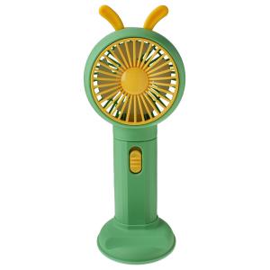 Ручной вентилятор на аккумуляторе 18650, зеленый с желтым, с ушками