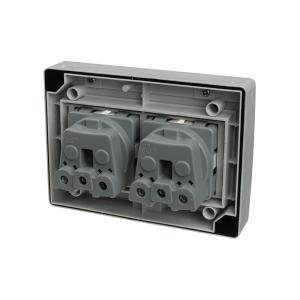 Сетевая розетка 2 поста наружная IP55, с крышкой, шторками