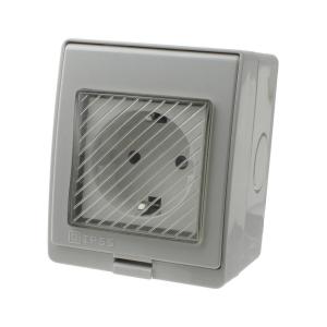 Сетевая розетка наружная IP55, с крышкой, шторками