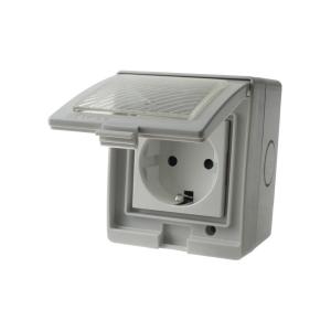 Сетевая розетка наружная IP55, с крышкой, шторками