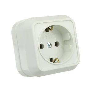 Сетевая розетка с/з Makel наружняя белая