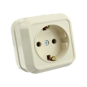 Сетевая розетка с/з Makel наружняя кремовая