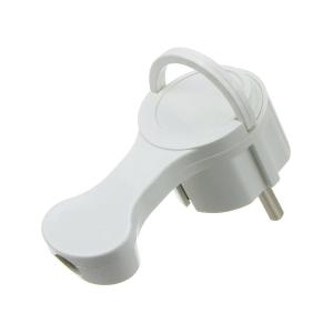 Сетевая вилка евро углом с заземлением 16А Navigator белая, плоская