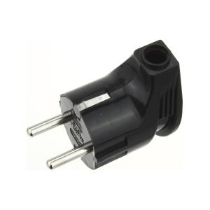 Сетевая вилка евро углом с заземлением 16А, Universal черная