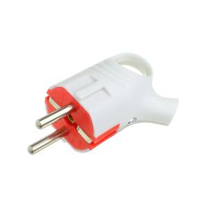 Сетевая вилка угловая, 16А, с ушком, белая, с заземлением