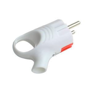 Сетевая вилка угловая, 16А, с ушком, белая, с заземлением