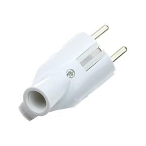 Сетевая вилка угловая, UNIVersal, с ушком, белая, с заземлением