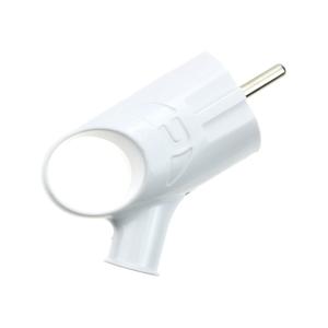 Сетевая вилка угловая, UNIVersal, с ушком, белая, с заземлением