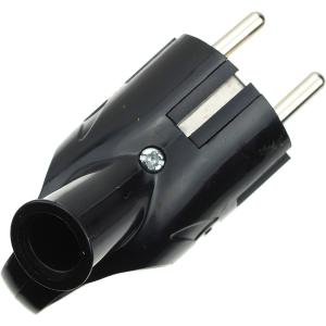 Сетевая вилка угловая, UNIVersal, с ушком, черная, с заземлением