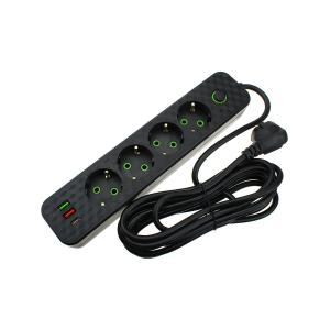 Сетевой фильтр 4 розетки 3 метра 2USB(G), TypeC(G) OS-2604