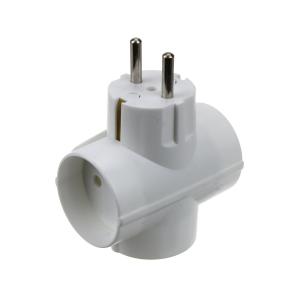 Сетевой тройник 16А Крона, белый, с заземлением