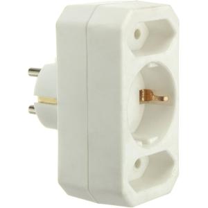 Сетевой тройник 16А с/з в ряд 2плоские/1 круглая