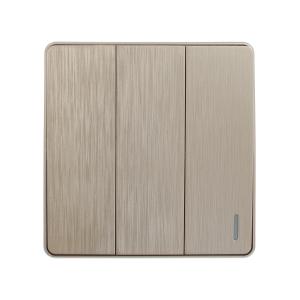 Сетевой выключатель 3 клавиши, с подсветкой 250V 16A, gold 