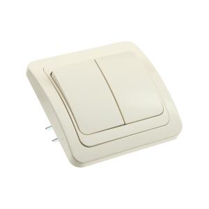 Сетевой выключатель Forza, двухклавишный, бежевый 