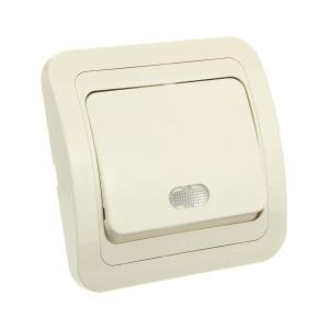 Сетевой выключатель Makel Mimoza 1кл кремовый подсветка