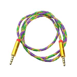 Шнур J3.5-J3.5 0.9м 4PIN разъем металл, шнур оплетка ткань