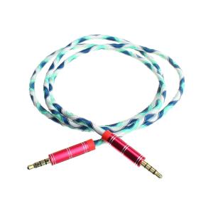 Шнур J3.5-J3.5 0.9м 4PIN разъем металл, шнур оплетка ткань