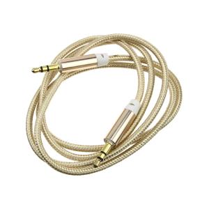 Шнур J3.5-J3.5 0.9м разъем металл, шнур оплетка ткань, бежевый