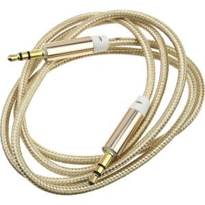 Шнур J3.5-J3.5 0.9м разъем металл, шнур оплетка ткань, бежевый