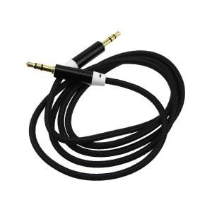 Шнур J3.5-J3.5 0.9м разъем металл, шнур оплетка ткань, черный